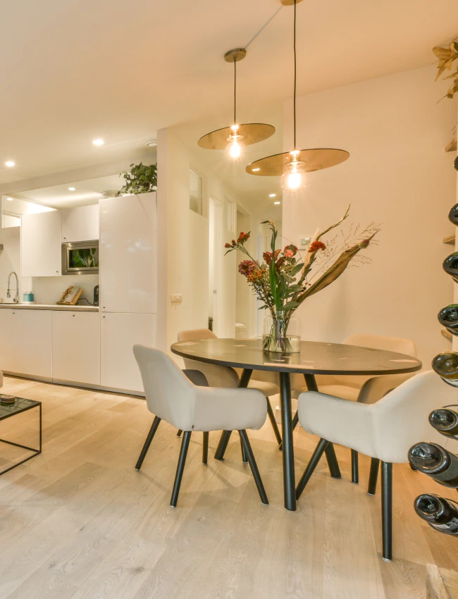 dining area with hardwood flooring